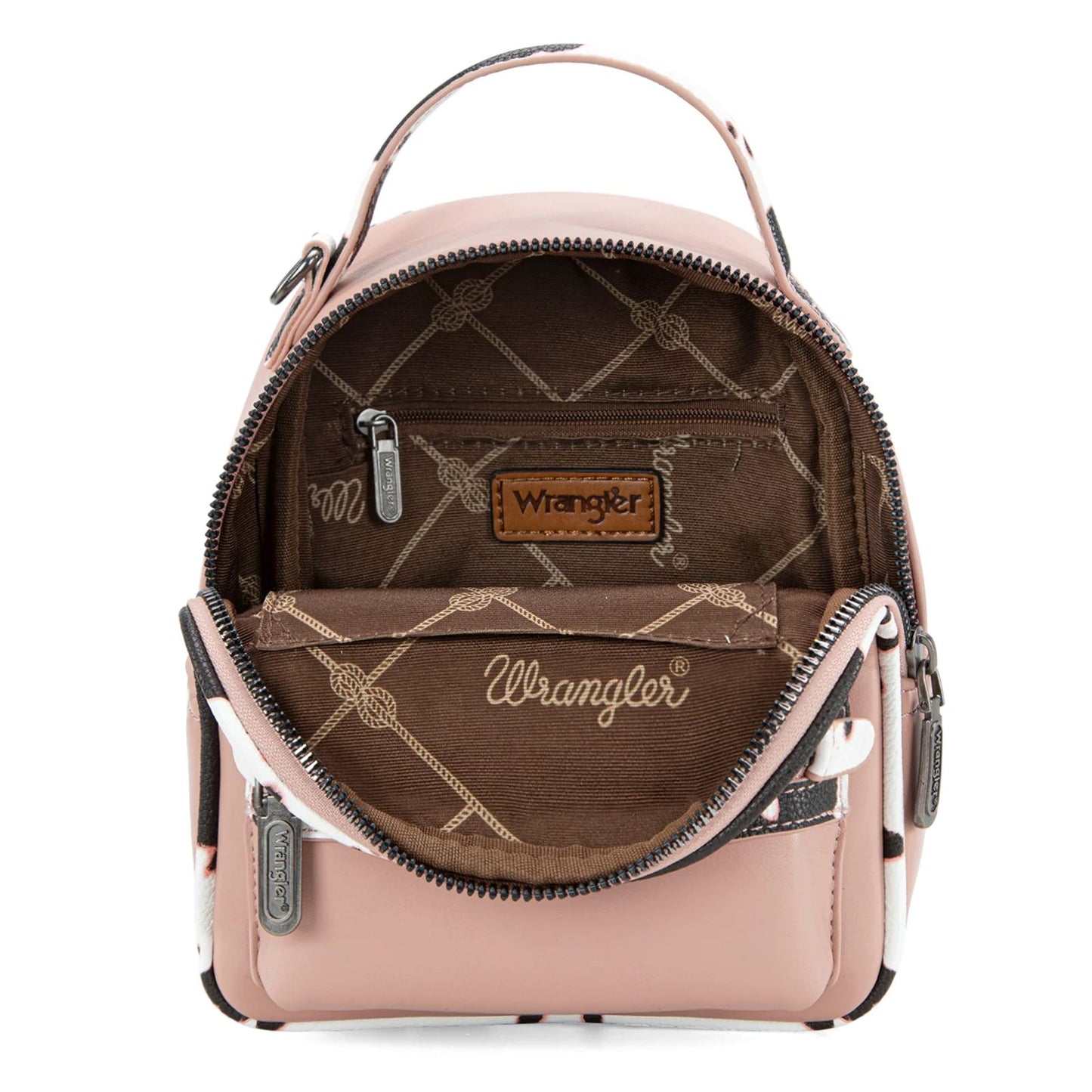 Wrangler Western Cowgirl Cow Print Mini Backpack With Coin Pouch Pink