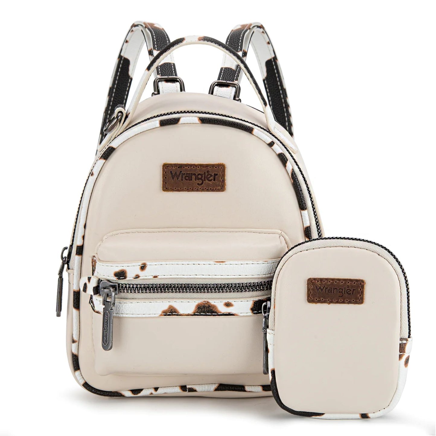 Wrangler Western Cowgirl Cow Print Mini Backpack With Coin Pouch Turquoise Tan