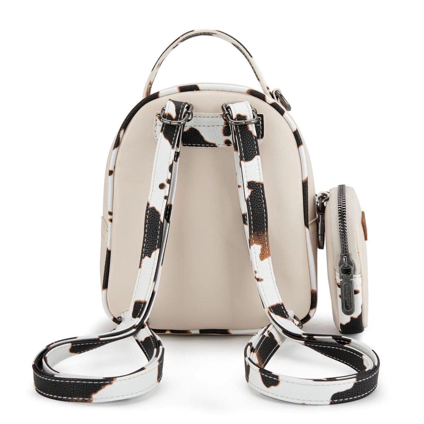 Wrangler Western Cowgirl Cow Print Mini Backpack With Coin Pouch Turquoise Tan