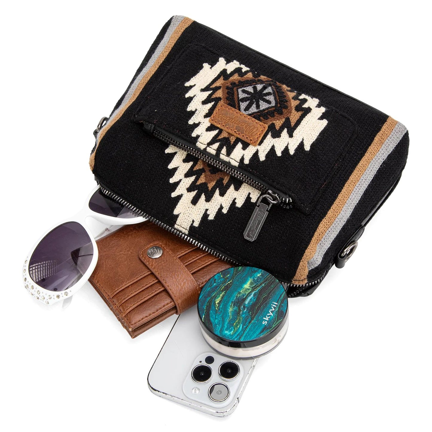 Wrangler Southwestern Knitted Crossbody Bag Black WG174-1832BK-2