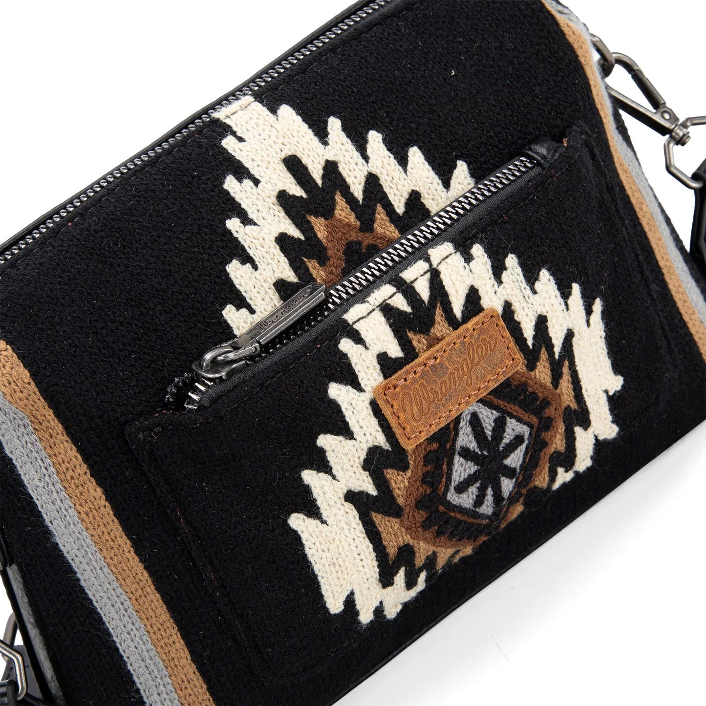 Wrangler Southwestern Knitted Crossbody Bag Black WG174-1832BK-3