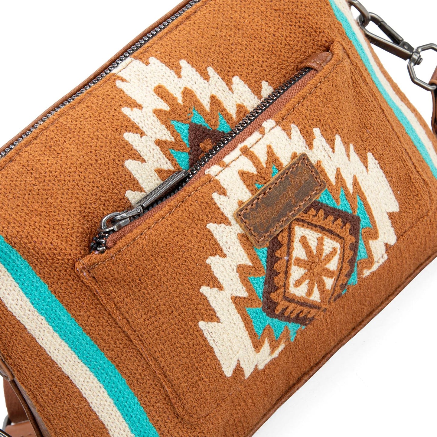 Wrangler Southwestern Knitted Crossbody Bag Brown WG174-1832BR-3