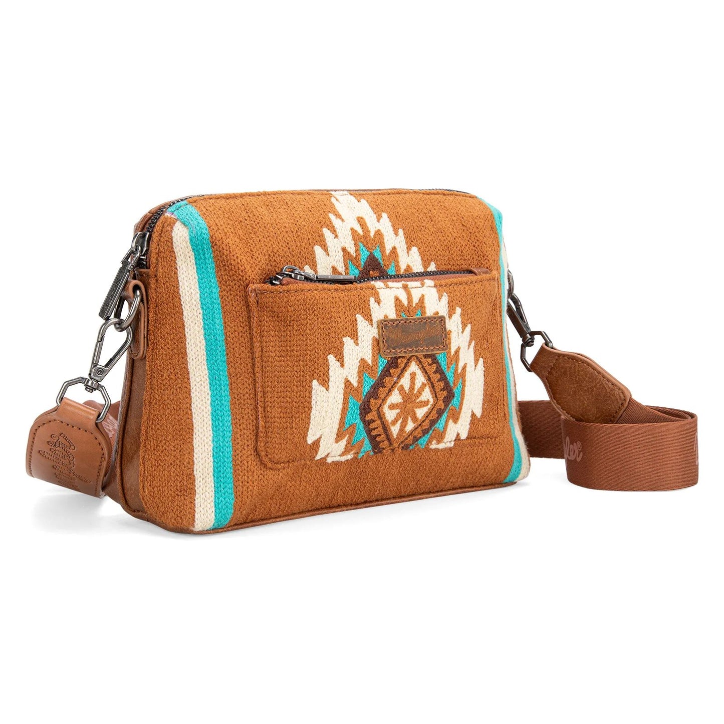 Wrangler Southwestern Knitted Crossbody Bag Brown WG174-1832BR-4