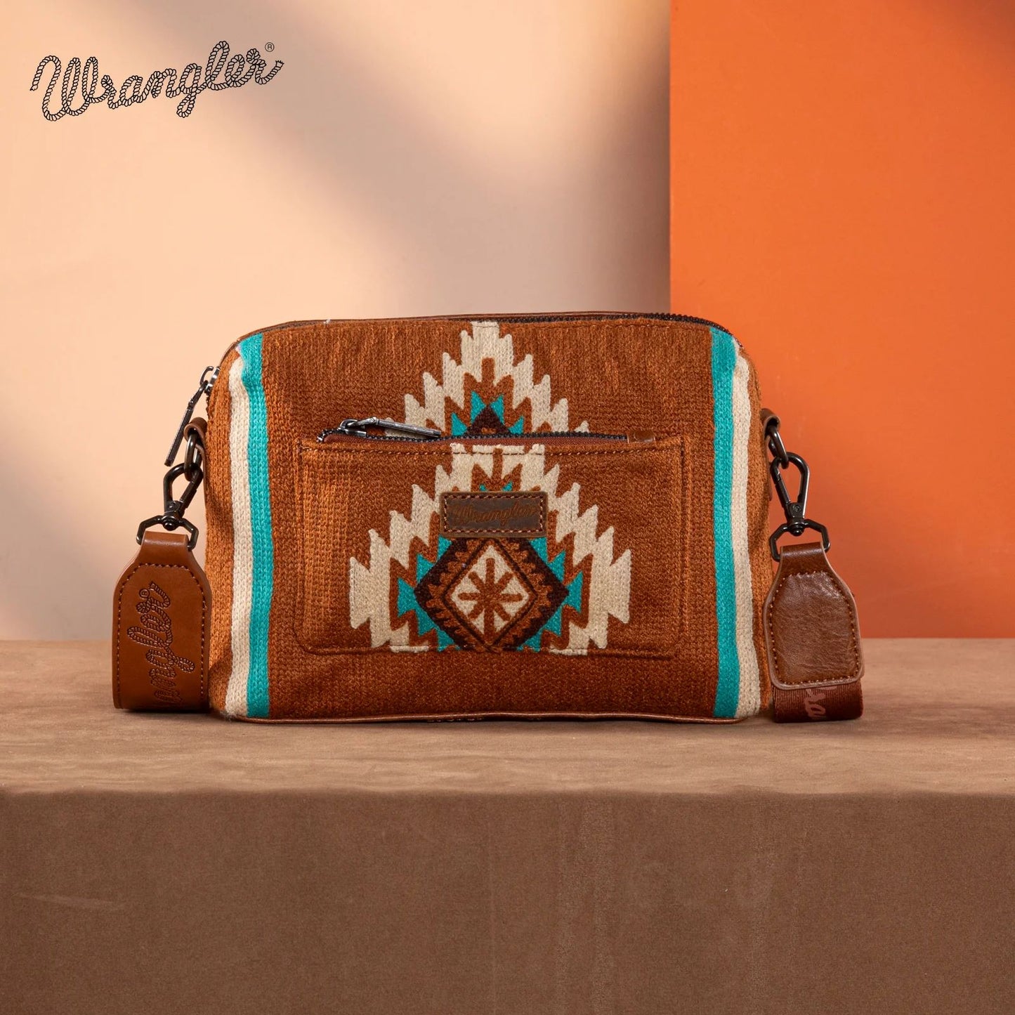 Wrangler Southwestern Knitted Crossbody Bag Brown WG174-1832BR