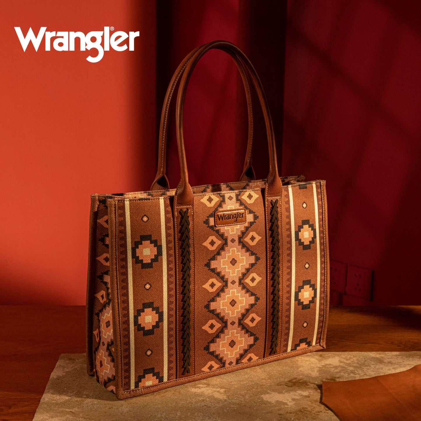 Wrangler Southwestern Pattern Dual Sided Print Canvas Large Brown