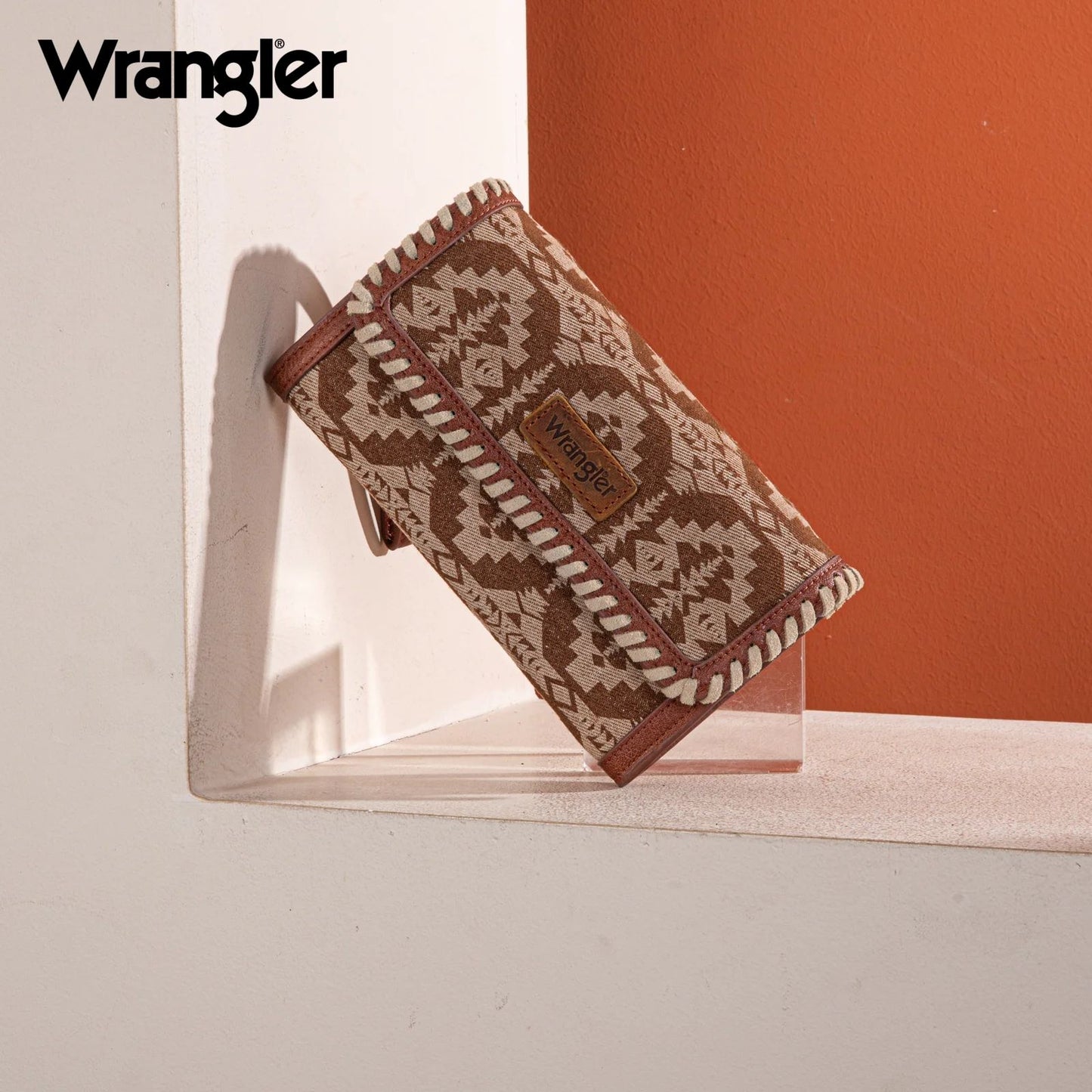 Wrangler Ladies Southwestern Aztec Print Wallet Shoulder Bag Brown WG2212-W012BR-4