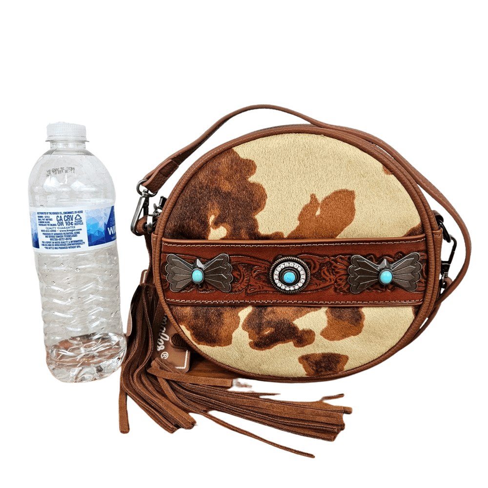 Wrangler Hair on Collection Circle Wristlet Bag Western Crossbody Bag Pick Color-WG34.118BR-1