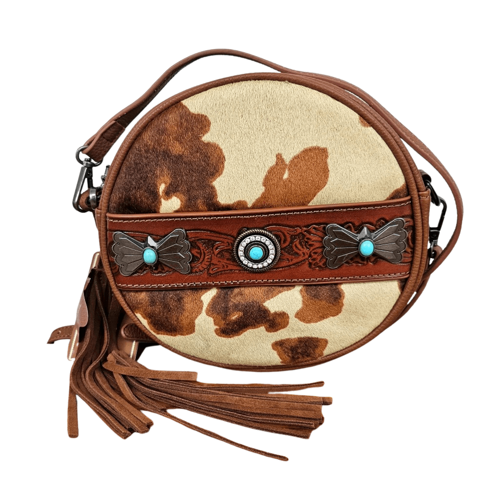 Wrangler Hair on Collection Circle Wristlet Bag Western Crossbody Bag Pick Color-WG34.118BR