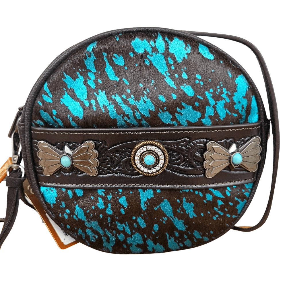 Wrangler Hair on Collection Circle Wristlet Bag Western Crossbody Bag Pick Color-WG34.118CF-2