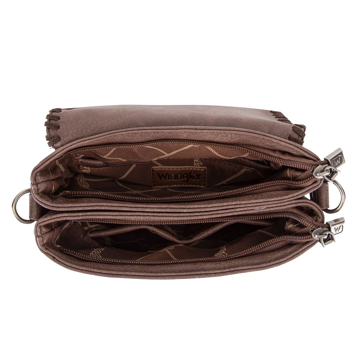 Wrangler Whipstitch Leopard Print Concealed Carry Western Crossbody Coffee