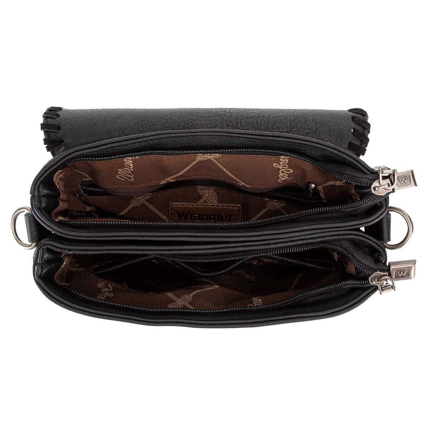 Wrangler Whipstitch Leopard Print Concealed Carry Western Crossbody Black