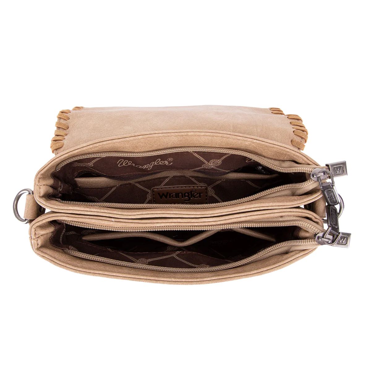 Wrangler Whipstitch Leopard Print Concealed Carry Western Crossbody Khaki