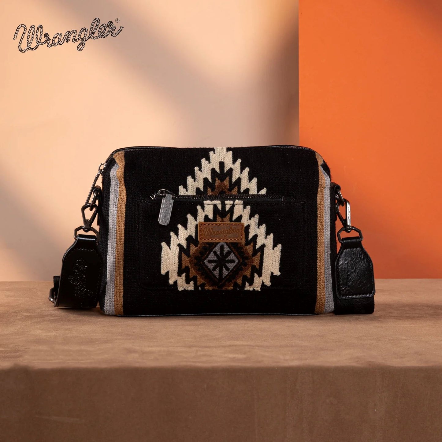 Wrangler Southwestern Knitted Crossbody Bag Black WG174-1832BK