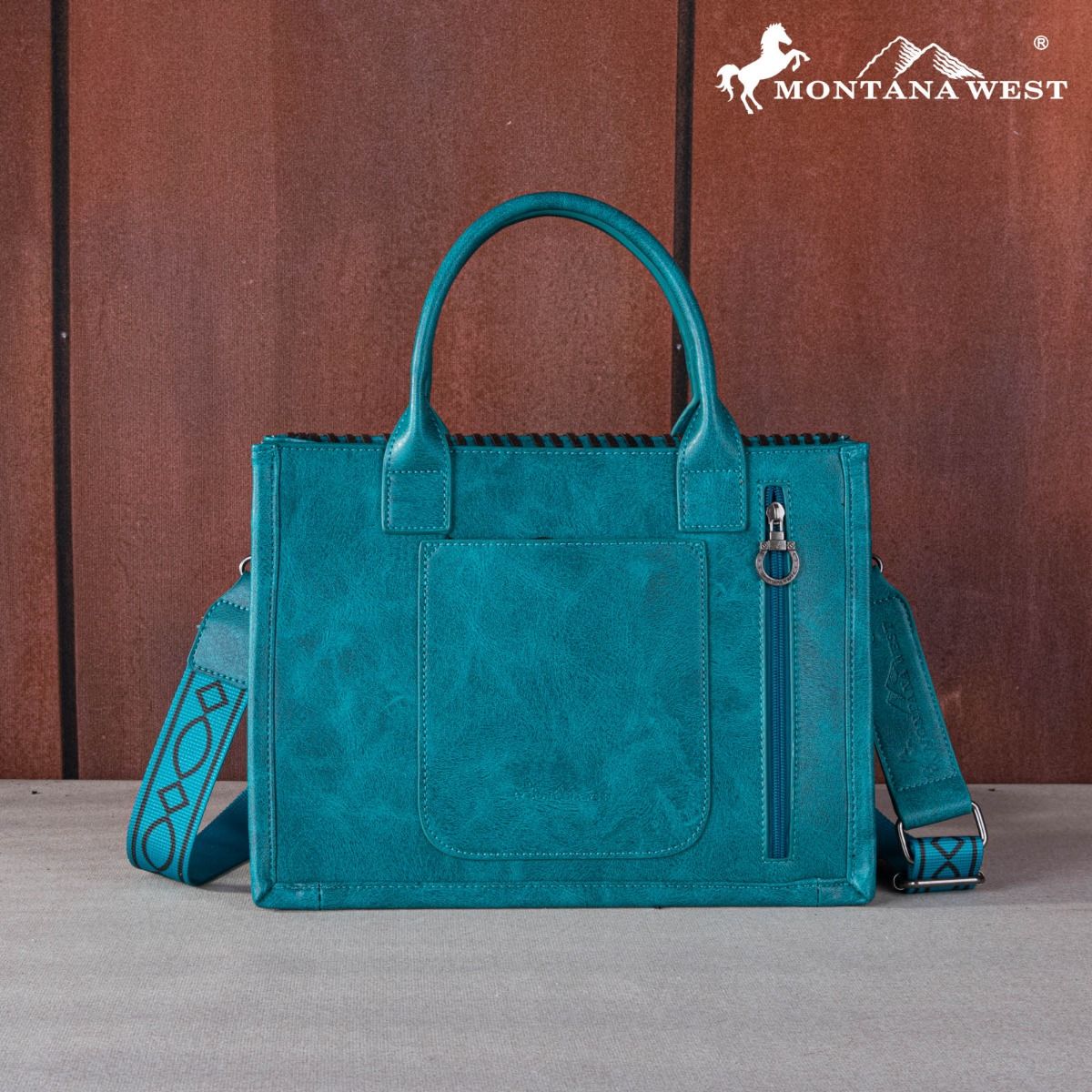 Montana West Whipstitch Concealed Carry Tote Turquoise