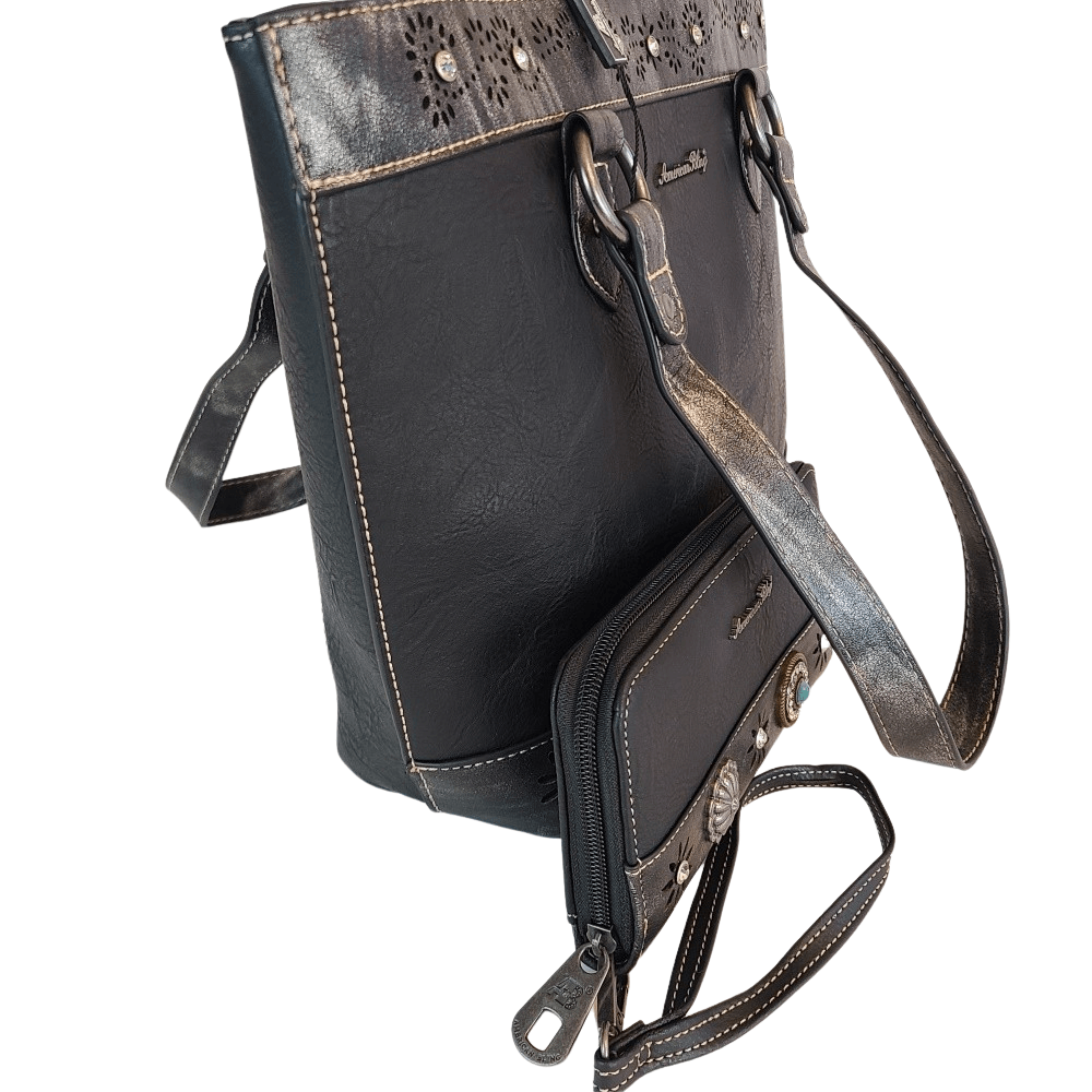 American Bling Concealed Carry Purse With Matching Wallet Set Western Bag Black-AB-G7110 BK-4