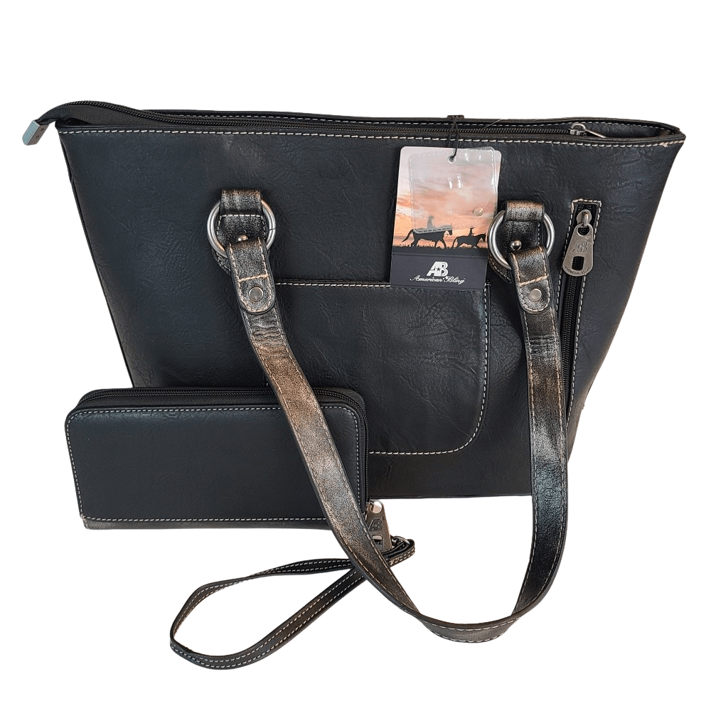 American Bling Concealed Carry Purse With Matching Wallet Set Western Bag Black-AB-G7110 BK-5