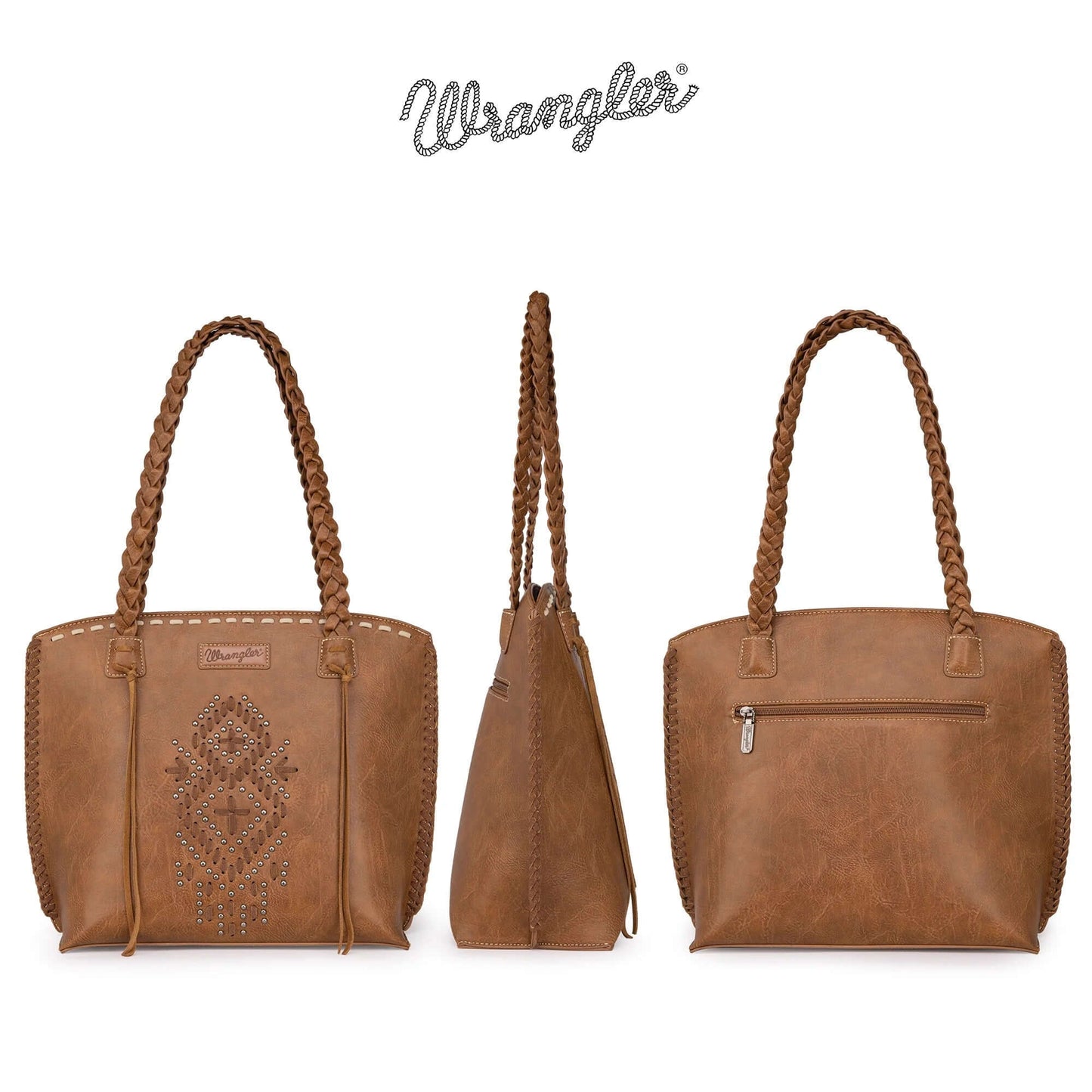 Wrangler Tribal Purse Whipstitch Braided Strap Tote Bag Pick Color