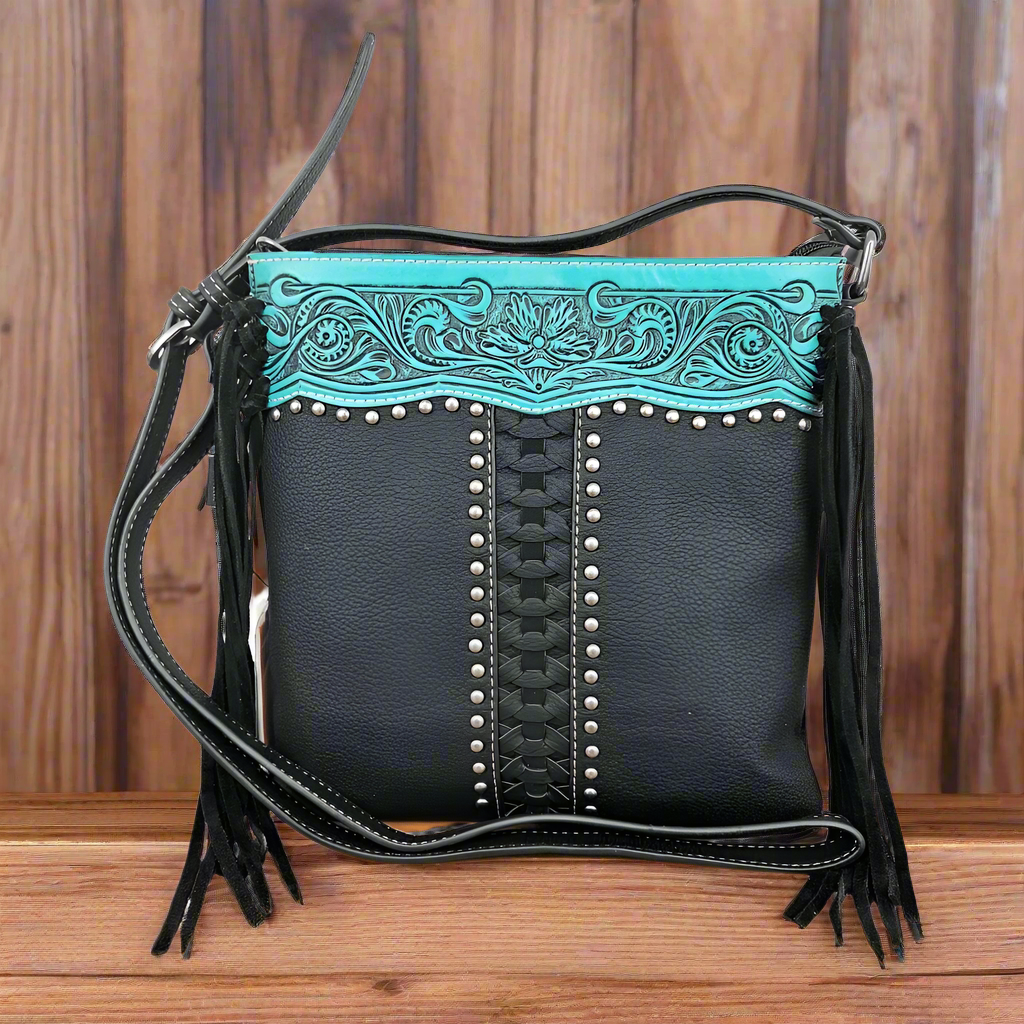 Montana West Fringe Tooling Design Concealed Carry Purse MW1155G-9360BK