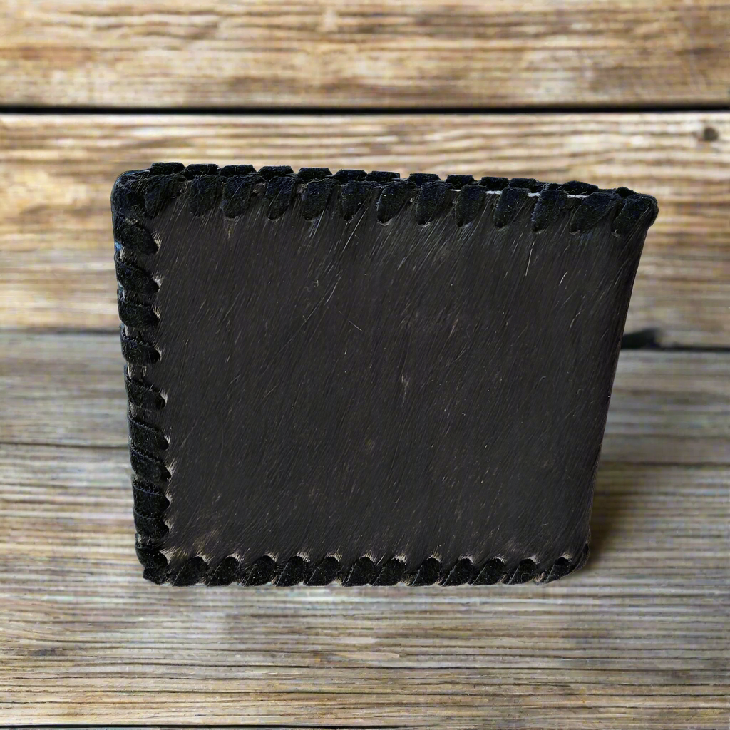 Hair on Hide Men's Wallet Western Cowboy Montana West Bifold Wallet-MWS-W015 BK-B