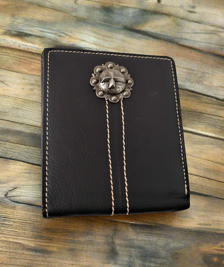 Montana West Men's Leather Wallet Country Western Cross Spiritual Wallet Black-MWS-W025BK