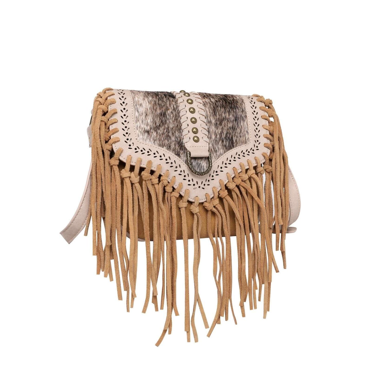 Wrangler By Montana West Hair On Hide Purse Fringe Western Crossbody Bag-WG10-8360BR-2