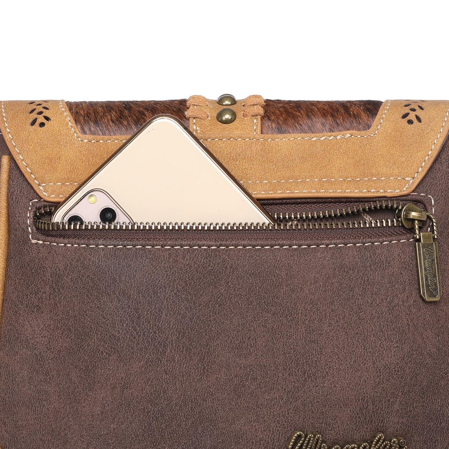 Wrangler By Montana West Hair On Hide Purse Fringe Western Crossbody Bag-WG10-8360 CF-11