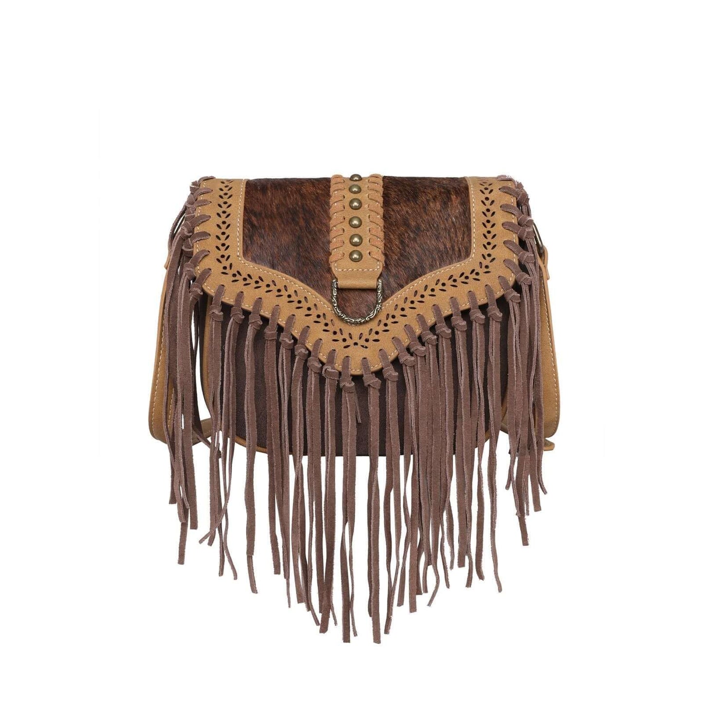 Wrangler By Montana West Hair On Hide Purse Fringe Western Crossbody Bag--8360 CF