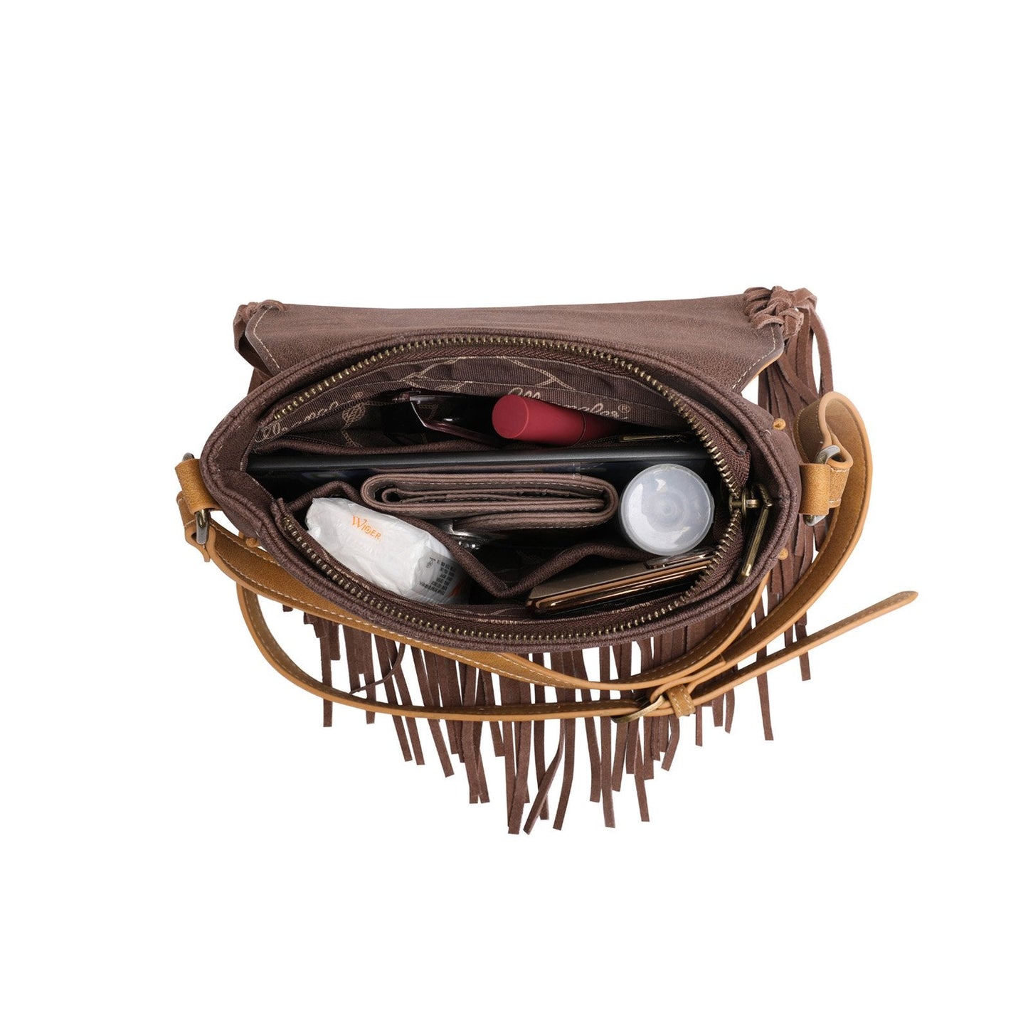 Wrangler By Montana West Hair On Hide Purse Fringe Western Crossbody Bag-WG10-8360 BR-1