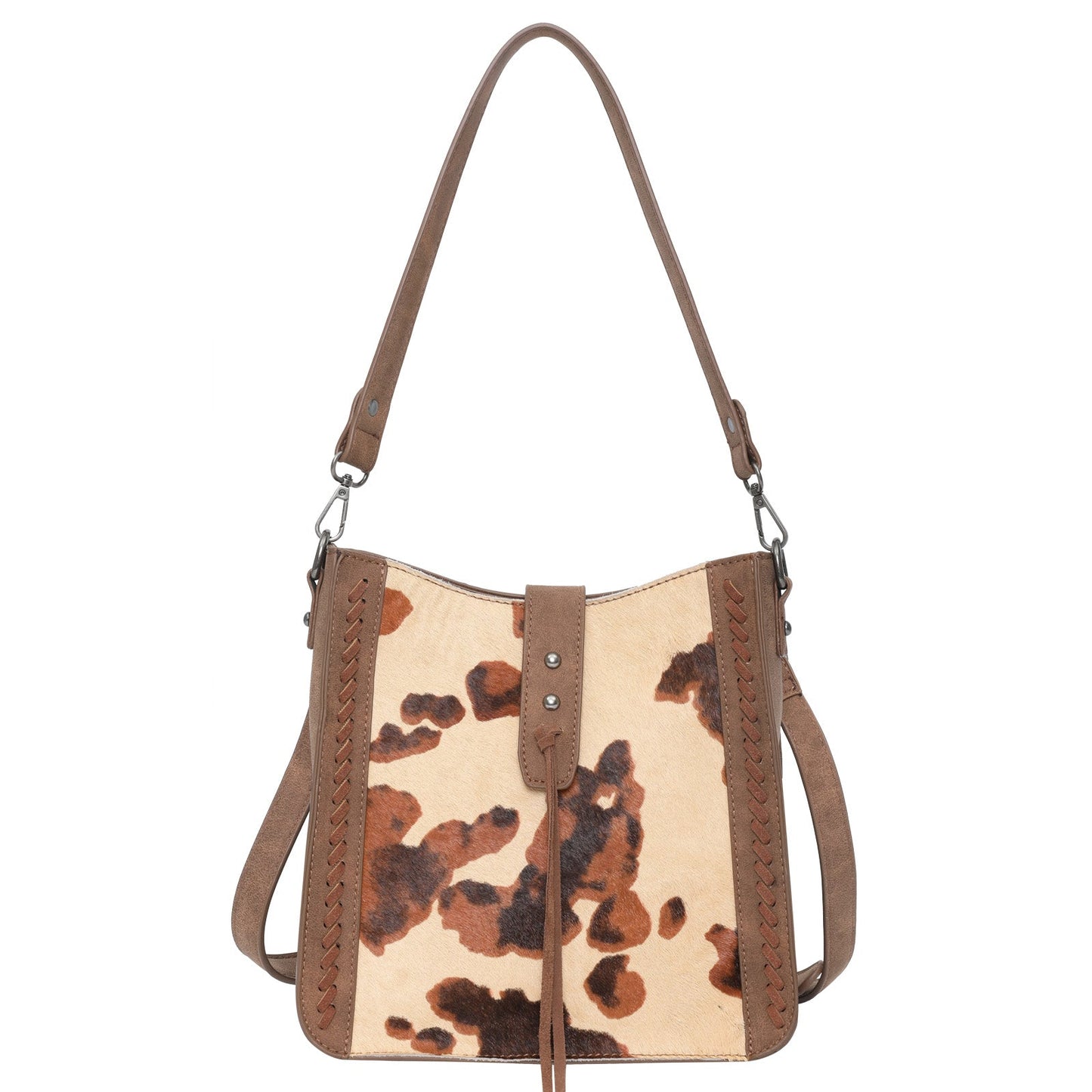 Wrangler Hair-on Hide Concealed Carry Hobo Bag Western Crossbody Bag Brown-WG35-9360-BR