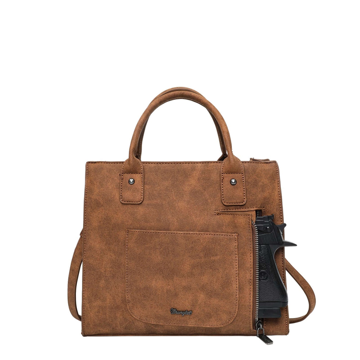 Wrangler Hair-on Hide Concealed Carry Tote Crossbody Bag Brown-WG35G8250BR02