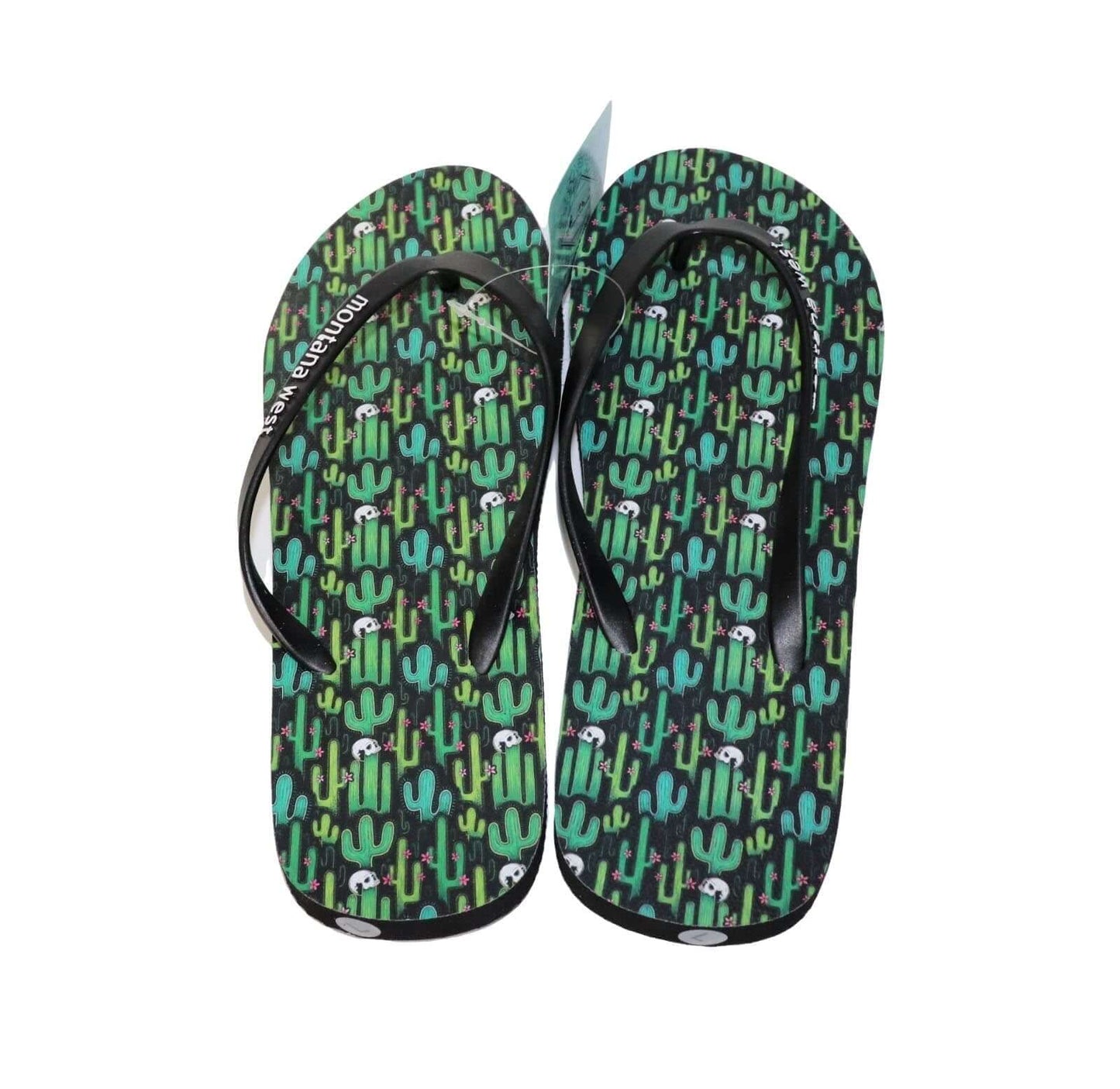 Montana West Cactus Printed Western Summer Beach Flip Flops Pick SizesFF-8010 BK-1