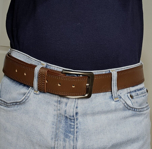 GAC STOP Full Grain Leather Belt Brown