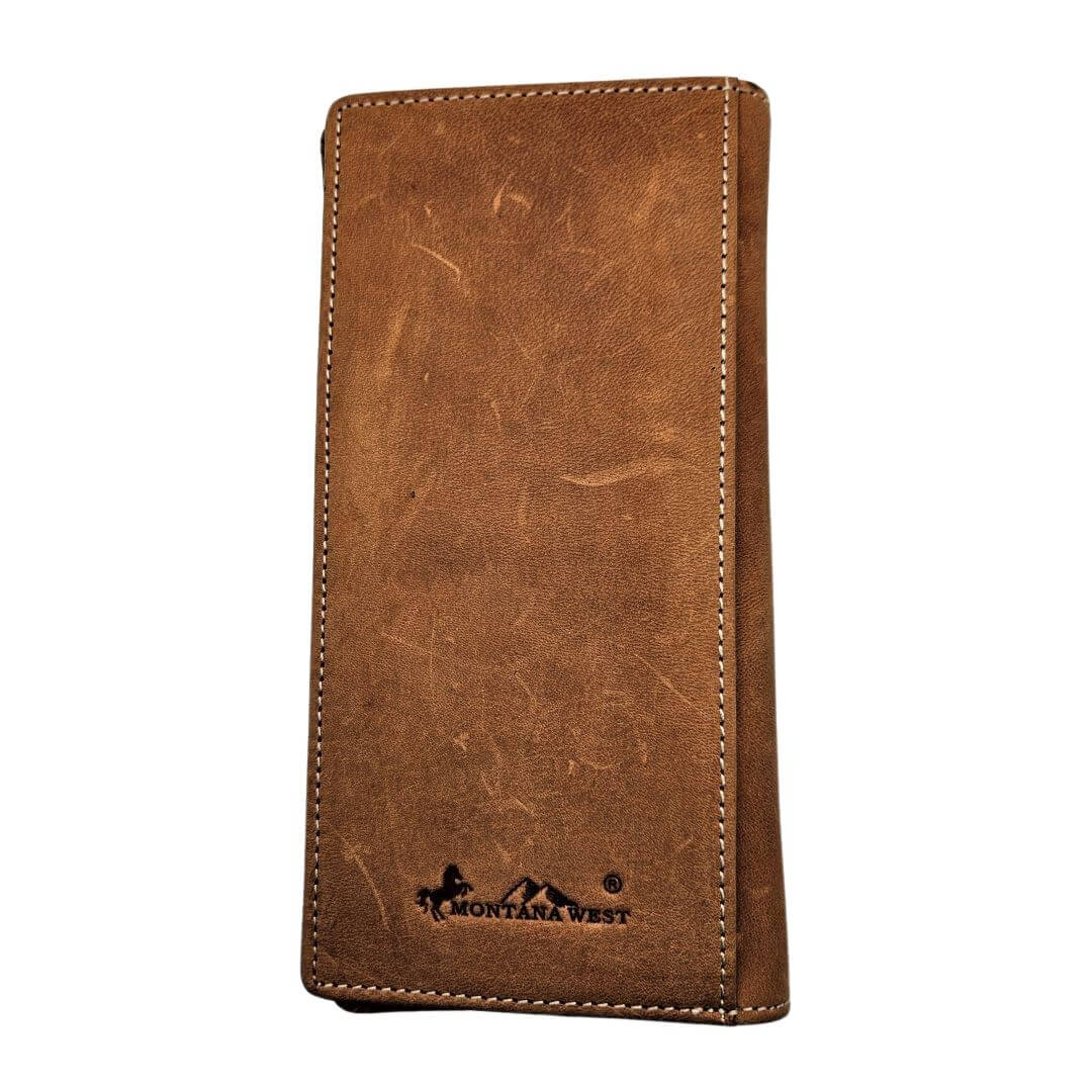 Montana West Hair-On Hide Leather Mens Wallet Western Cowboy Long Wallet
