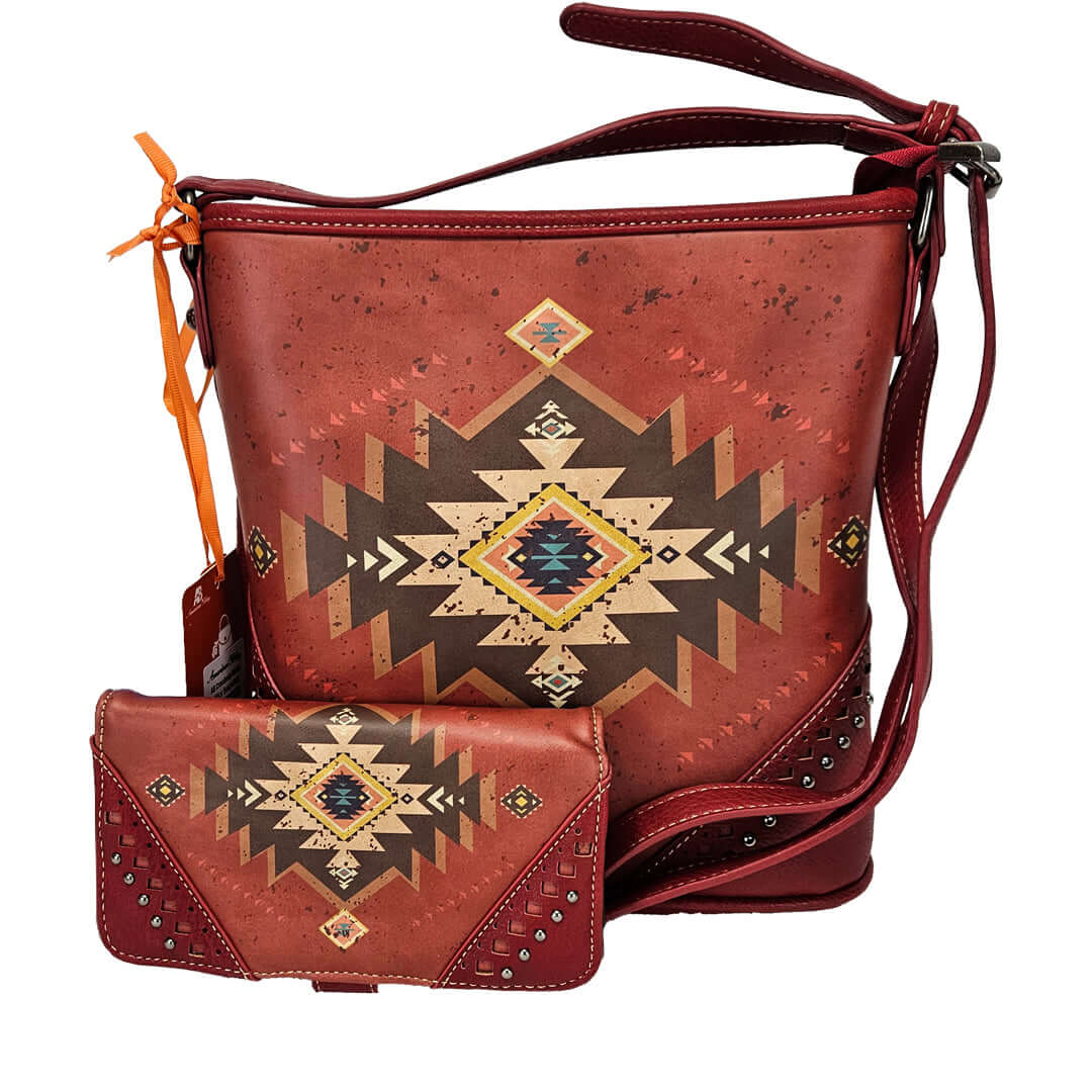 Montana-West-American-Bling-Aztec-Crossbody-Bag-with-Wallet-Red-AB-2801WRD