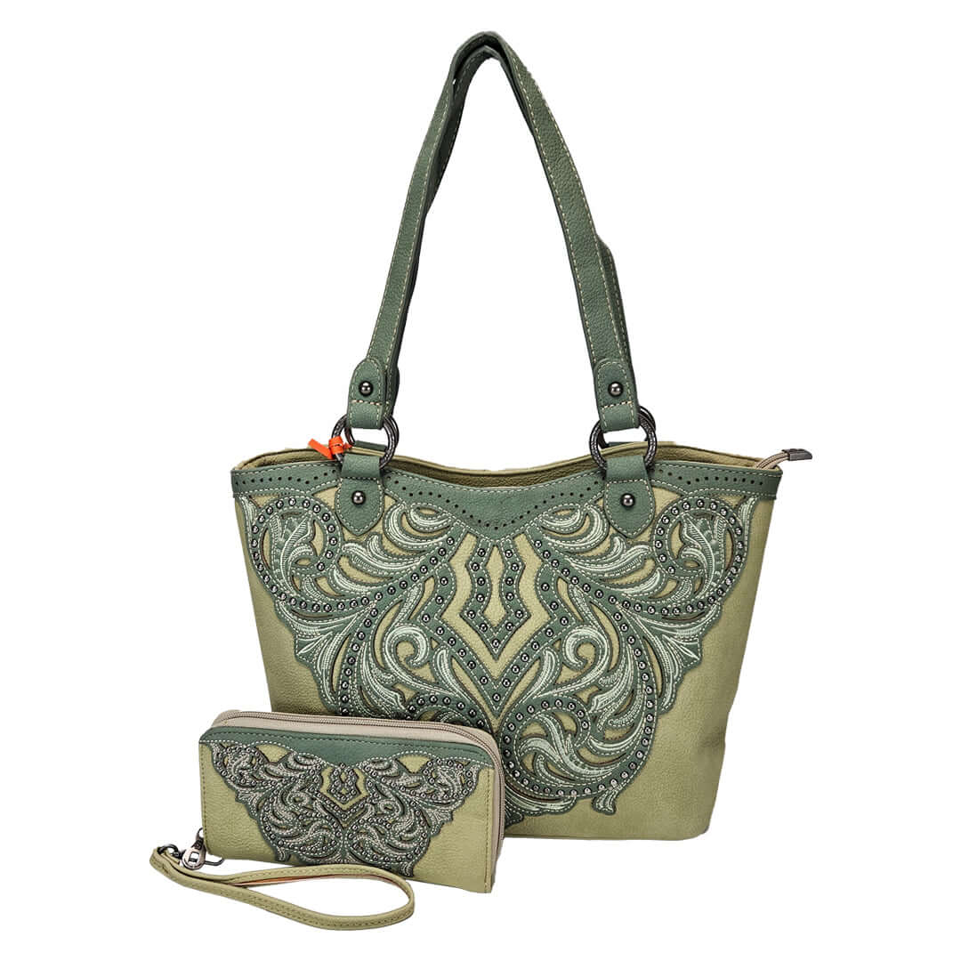Montana-West-American-Bling-Concealed-Carry-Purse-Matching-Wallet-Green-AB-G7807WGN