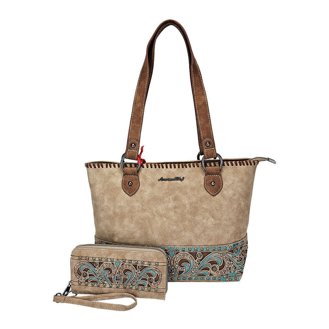American Bling Concealed Carry Purse Matching Wallet Tan