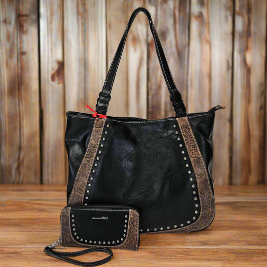 Montana-West-American-Bling-Concealed-Carry-Saddle-Purse-Matching-Wallet-Black-AB-G7601WBK