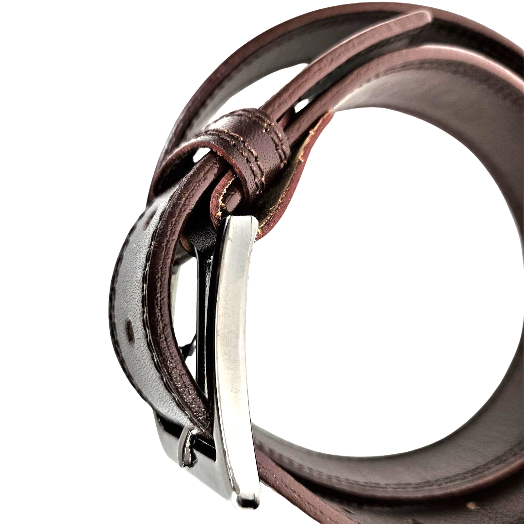 GAC STOP Full Grain Leather Belt Stitched Leather Men's Belt Brown GS-B001-BR-2