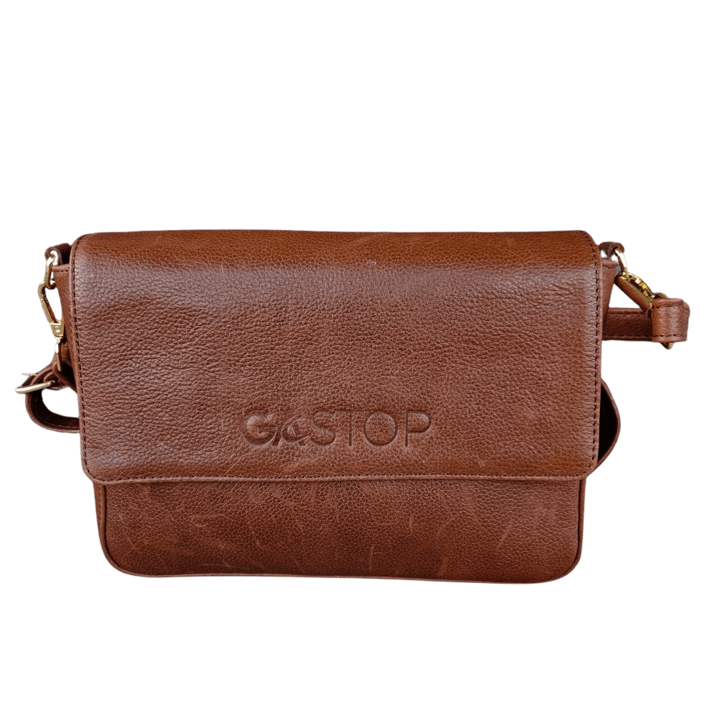 GAC STOP Women's 100% Full Grain Leather Crossbody Purse Handbag for Women Brown GS-C001BR-16