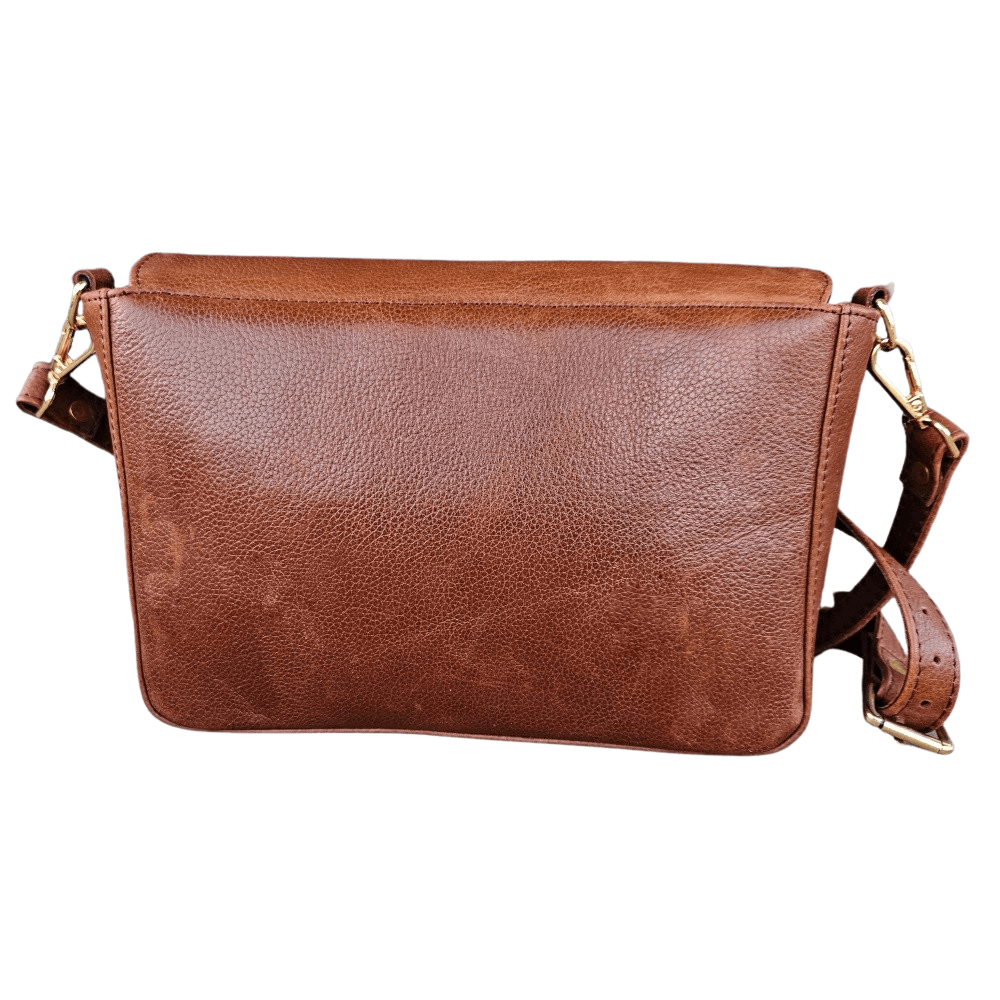 GAC STOP Women's 100% Full Grain Leather Crossbody Purse Handbag for Women Brown GS-C001BR-22