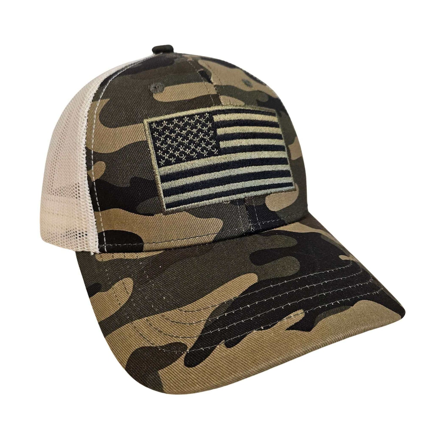 GAC STOP Embroidered American Flag Patriotic Army Trucker Camo Cap GS-C001CAMO
