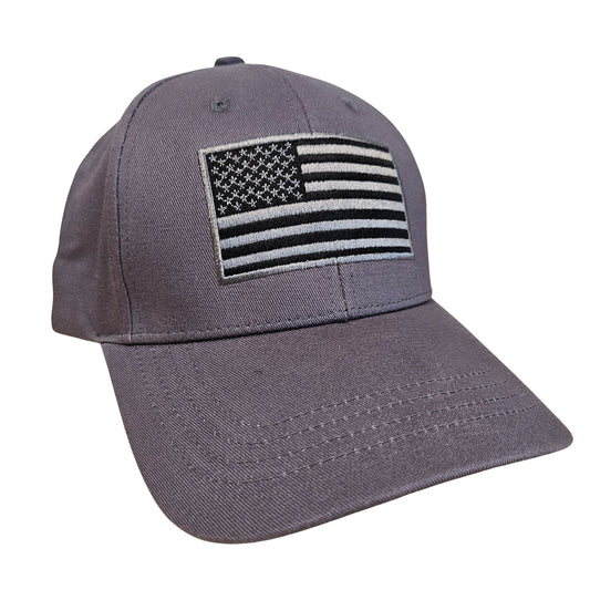 GAC Stop Embroidered American Flag Baseball Cap for Men and Women Gray