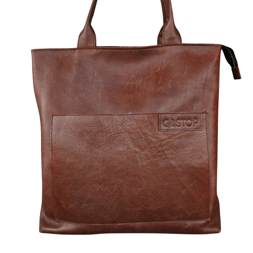 GAC STOP Women's Classic Brown 100% Full Grain Leather Tote Bag Classic Brown GS-S001 CBR-1