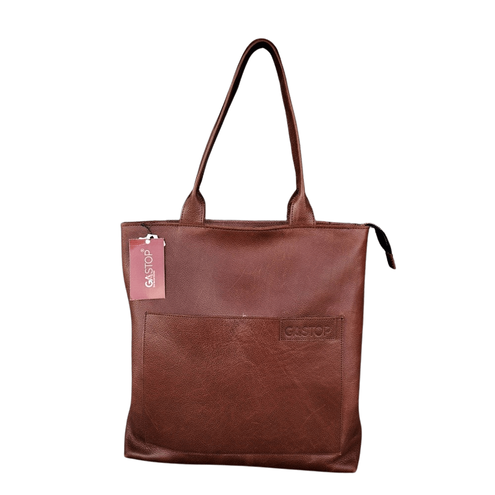 GAC STOP Women's Classic Brown 100% Full Grain Leather Tote Bag Classic Brown GS-S001 CBR