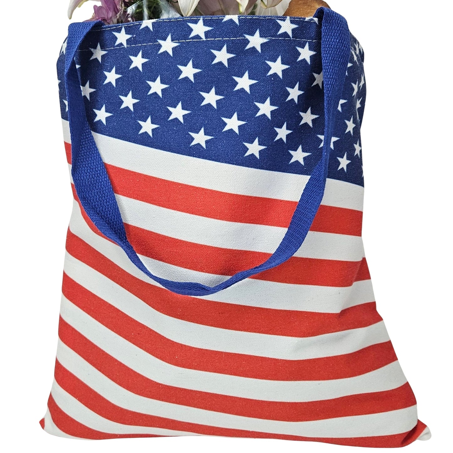 American Flag 100% Cotton Canvas Tote Reusable Shopping Bag