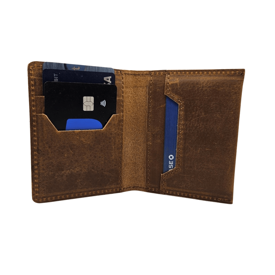 Retro Slim Card Wallet Minimalist Premium Full Grain Leather Men's Wallet Brown GS-W001BBR-3