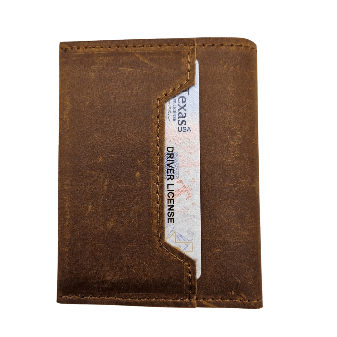 Retro Slim Card Wallet Minimalist Premium Full Grain Leather Men's Wallet Brown GS-W001BBR-4