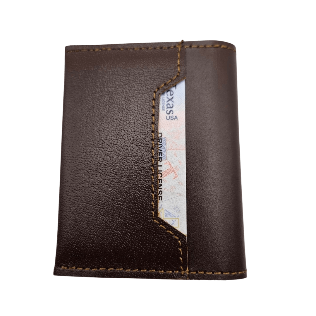 Retro Slim Card Wallet Minimalist Premium Full Grain Leather Men's Wallet Coffee GS-W001 CF-