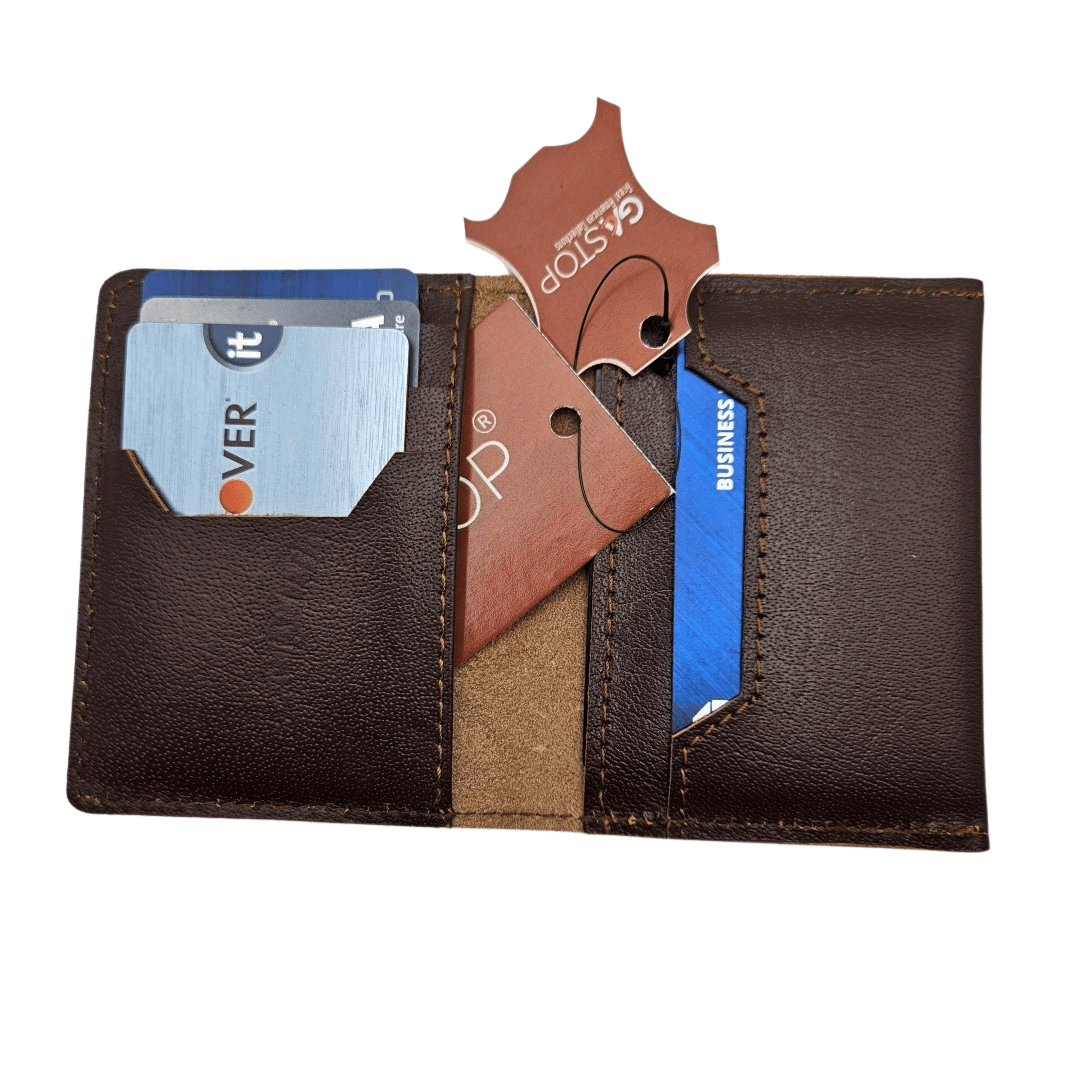 Retro Slim Card Wallet Minimalist Premium Full Grain Leather Men's Wallet Coffee GS-W001 CF-8