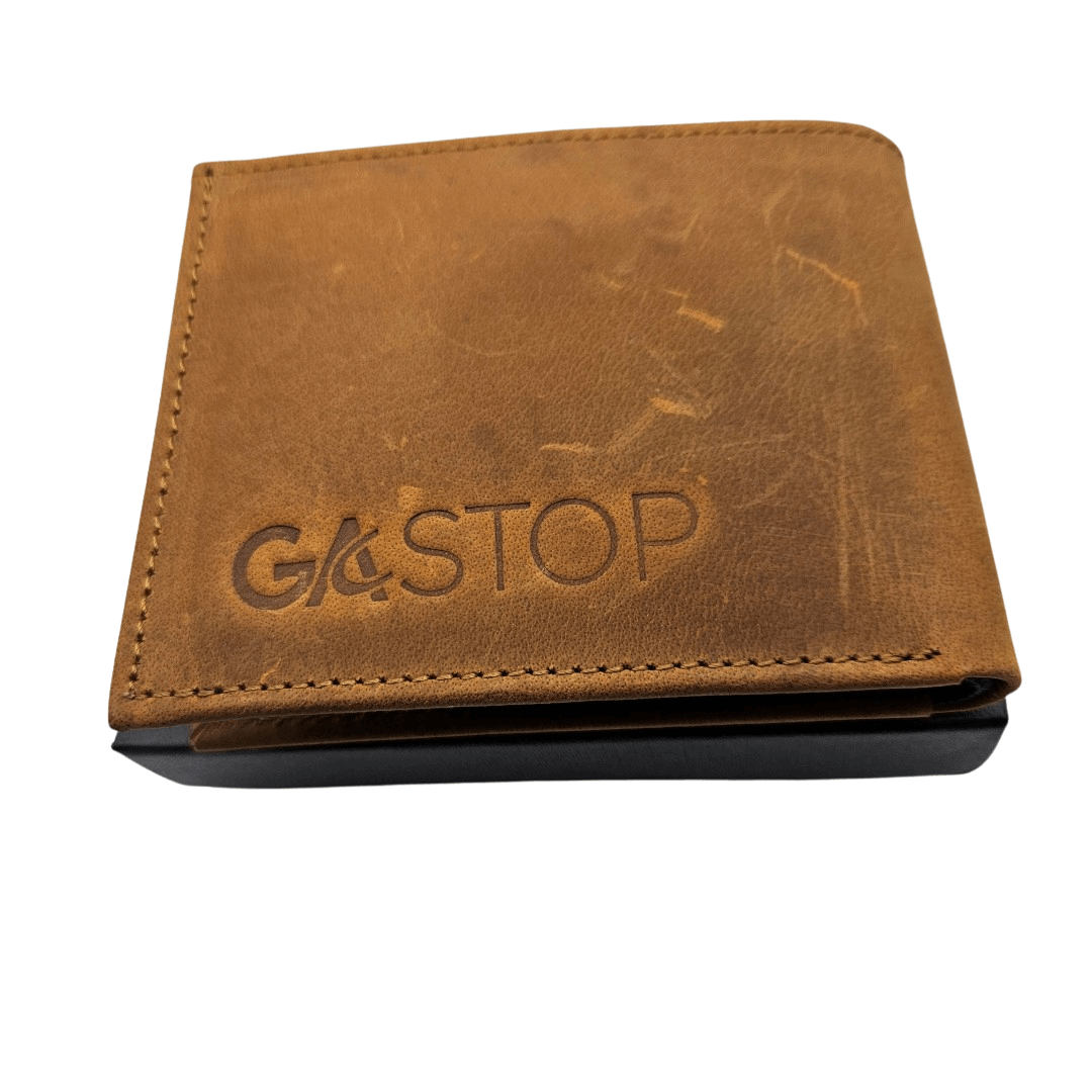 GAC STOP Crazy Horse Full Grain Premium Leather Men's Wallet Cowhide leather Wallet Buck Brown GS-W003 BBR